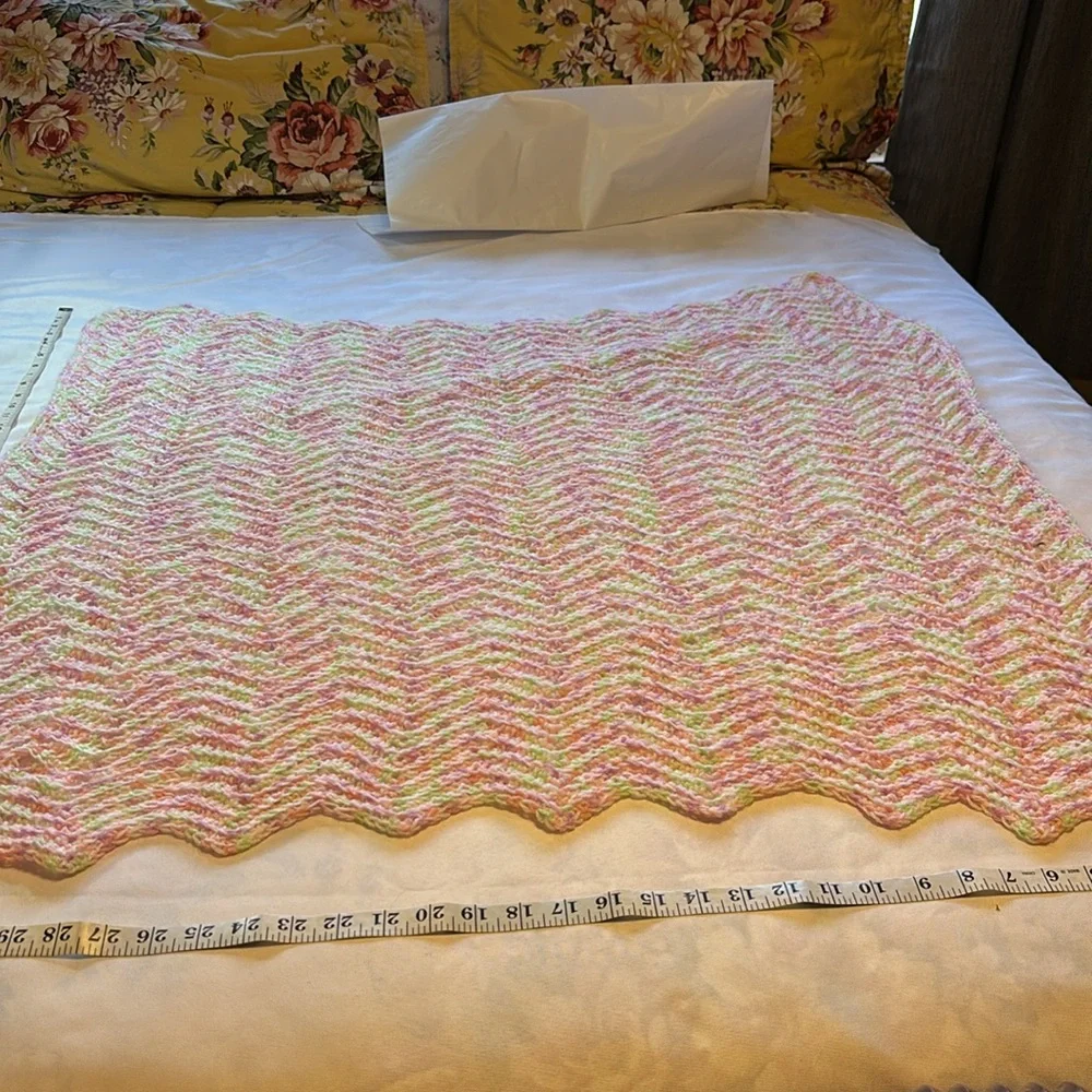 Handmade Crocheted Baby Blanket Afghan  Size  Approximately 35” x 37”